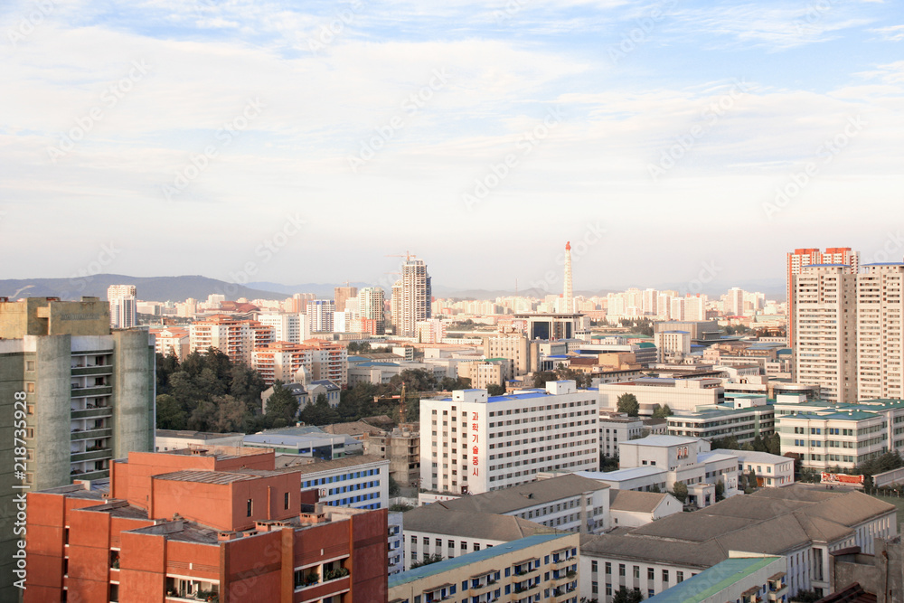 Aerial view of Pyongyang, capital city of the DPRK, North Korea