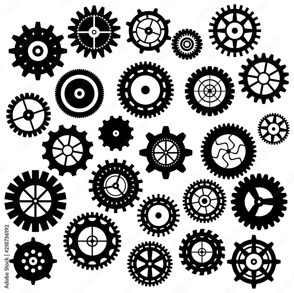 Set of gear icons Set of gear icons