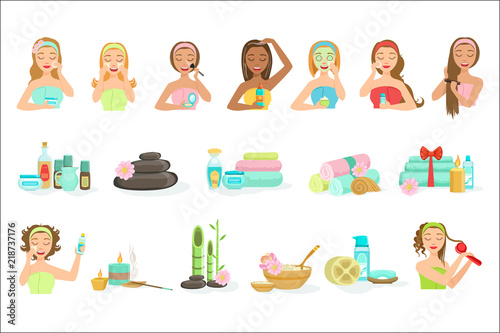 Women Doing Beautifying Hair And Skin Spa Procedures