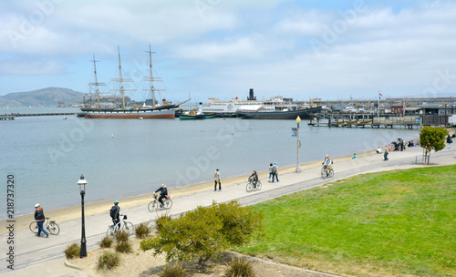 San Francisco waterfront bike lane at the Aquatic Park California USA