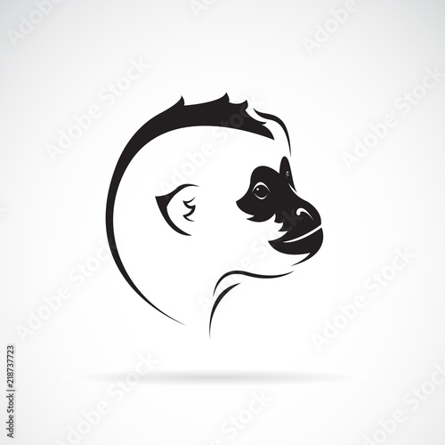 Vector of northern white-cheeked gibbon head design on white background. Wild Animals. Easy editable layered vector illustration.
