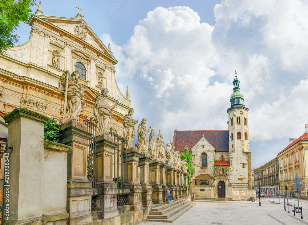 Obraz premium Saints Peter and Paul Church and St. Andrew Church, Krakow