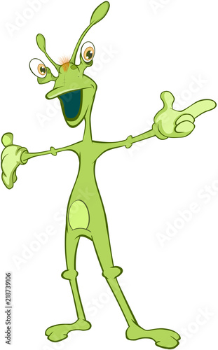 Illustration of a Cute Alien. Cartoon Character