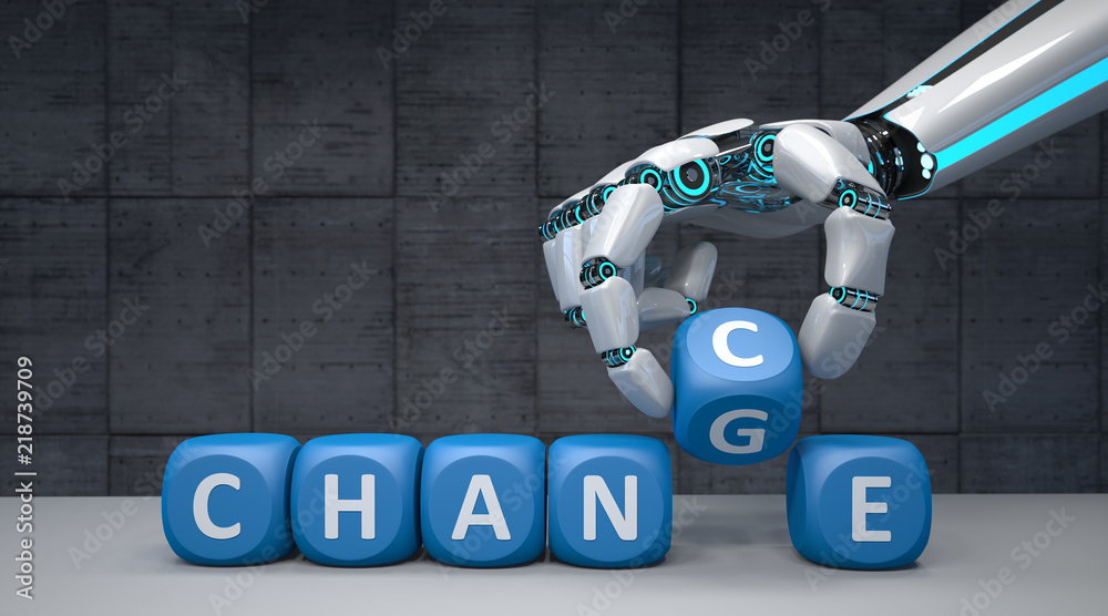 Robot Hand Change Chance - obrazy, fototapety, plakaty 