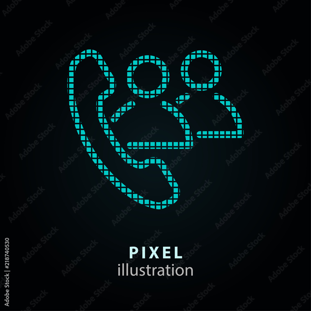 Conference - pixel icon. Vector Illustration on black background. It is easy to change to any color.