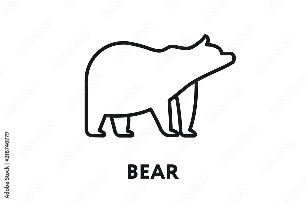 Wild Bear Animal. Minimal Flat Line Outline Stroke Icon.