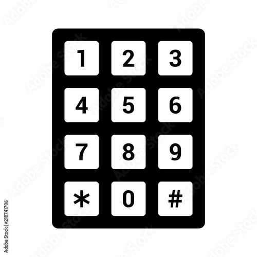 Number pad or numeric telephone keypad flat vector icon for apps and websites