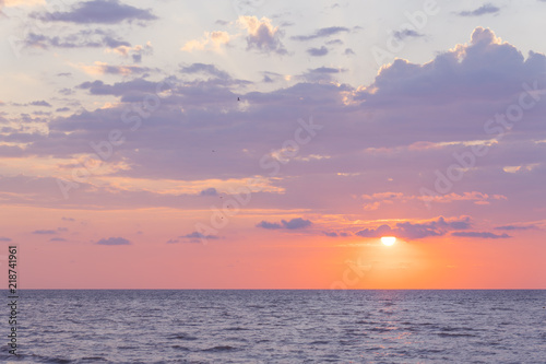 orange sunset on the beach. Background, texture