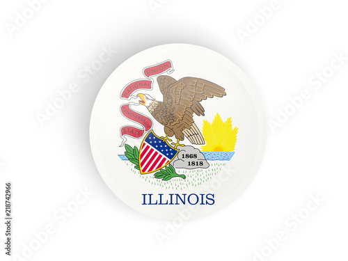 Round bended icon with flag of illinois. United states local flags