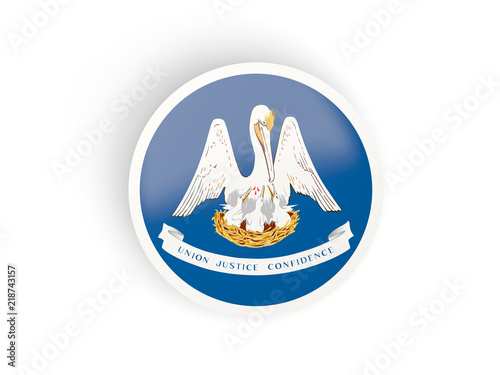Round bended icon with flag of louisiana. United states local flags