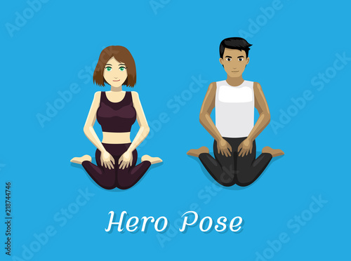 Manga Style Cartoon Yoga Hero Pose