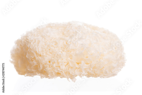 Dried snow fungus (Tremella fuciformis) on white background