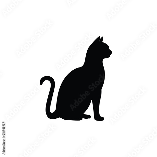 black cat silhouette vector on white background
