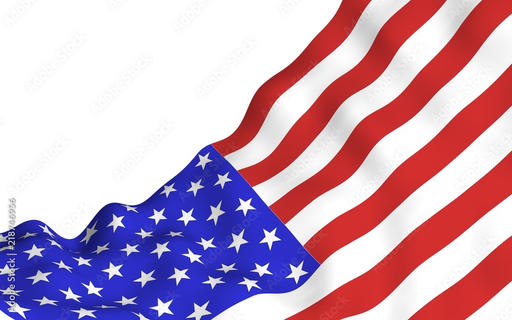 Obraz premium Waving flag of the United States of America. Stars and Stripes. State symbol of the USA. 3D illustration
