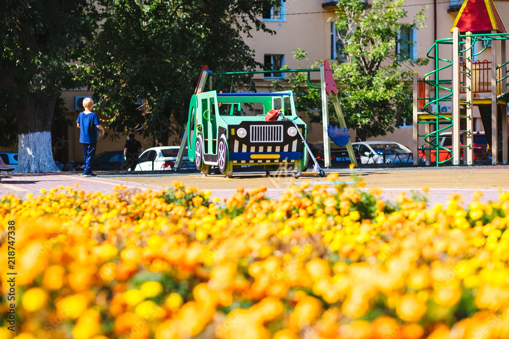 Fototapeta premium Flower bed in the playground