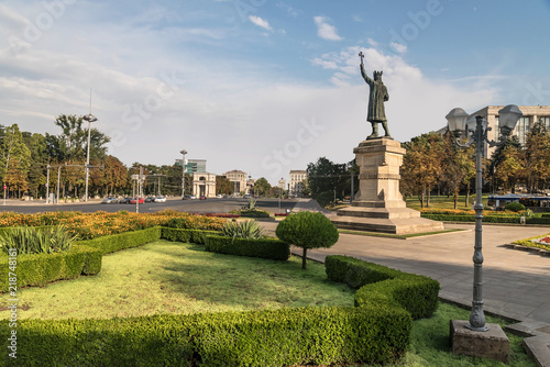 Stefan cel Mare statue. Famous place in Chisinau city, Moldova.