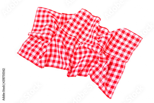 Red tablecloth in a cage isolated on a white background