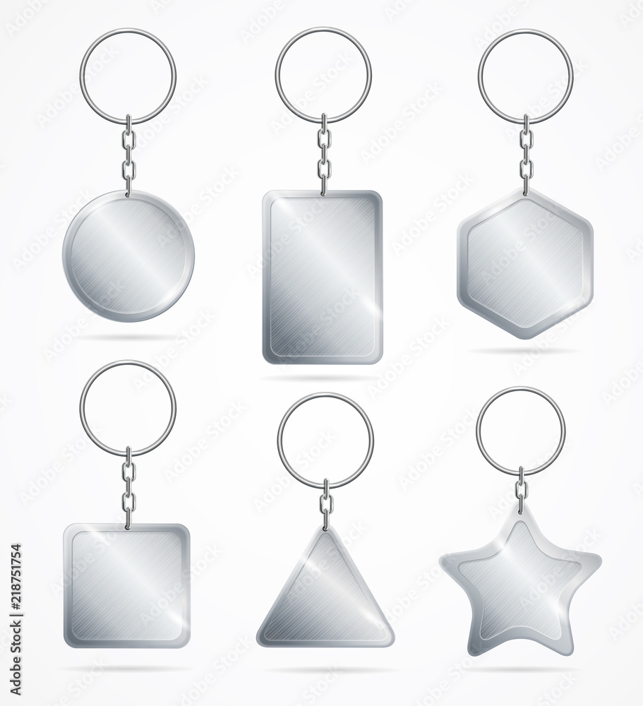 Realistic Detailed 3d Empty Template Keychain Set. Vector Realistic Detailed 3d Empty Template Keychain Set. Vector