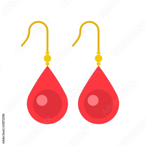 ruby drop earring, jewelry related icon, flat design