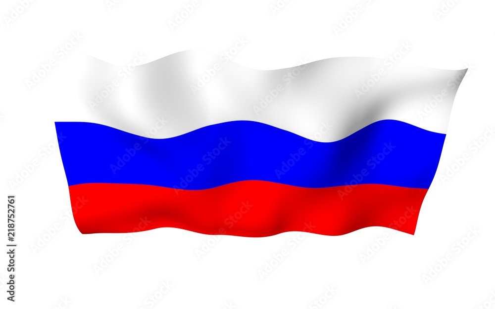 Naklejka premium Waving flag of the Russian Federation. The National. State symbol of the Russia. 3D illustration