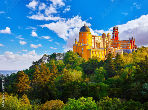 Palace of Pena in Sintra. Lisbon, Portugal. Famous landmark. photo