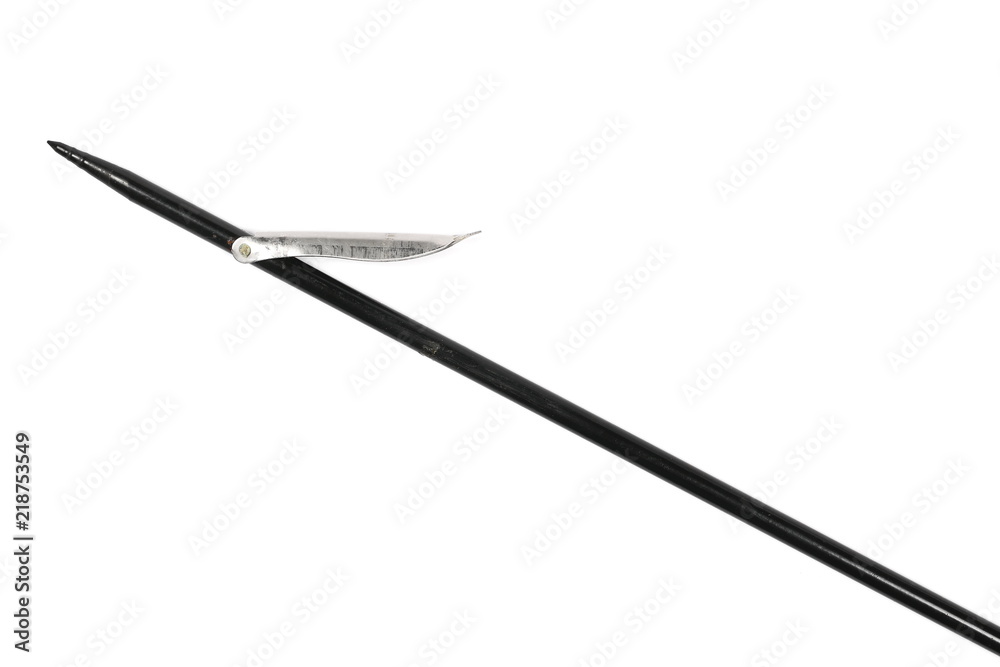 Fishing harpoon, spear gun isolated on white background, top view Fishing harpoon, spear gun isolated on white background, top view