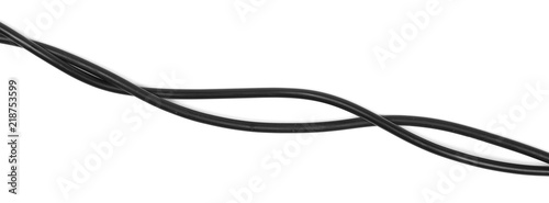Black cable isolated on white background, top view