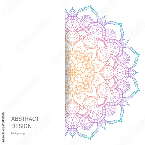 Ornament color card with mandala. Vintage decorative elements. Hand drawn background. Abstract design
