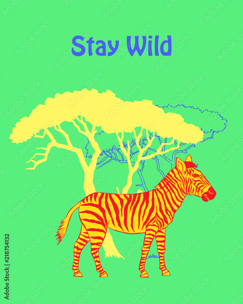 Quotes Poster with Zebra Savanna Animal Stock Vector | Adobe Stock