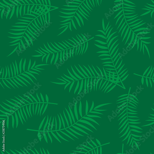 vector illustration of seamless background with green palm leaves