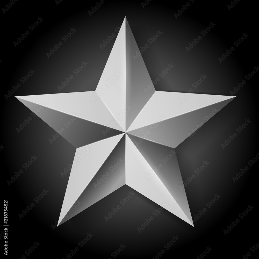 vector realistic silver star on black background vector realistic silver star on black background