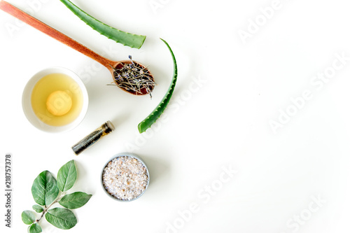 Fresh herbs,fruits and essential oil for skin care