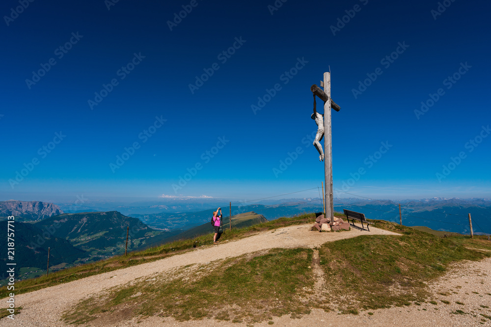 Summit cross on the Seceda, South Tyrol.