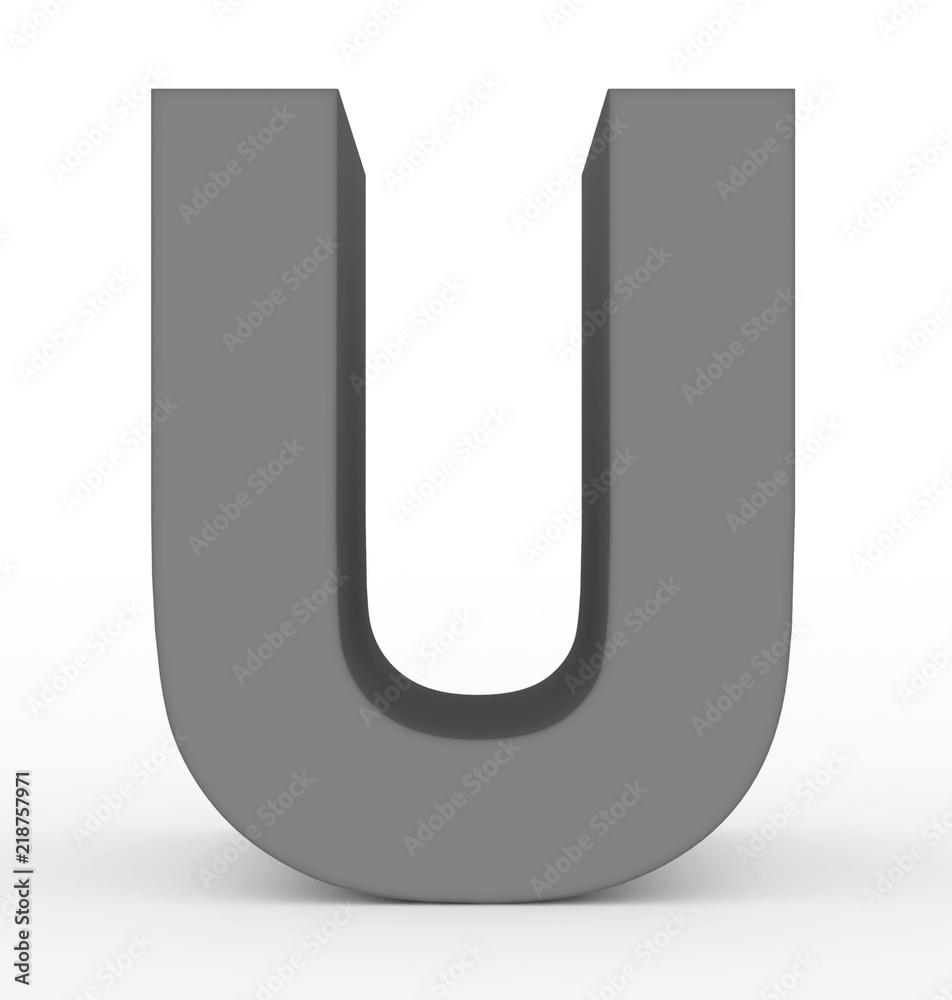 letter U 3d gray isolated on white letter U 3d gray isolated on white