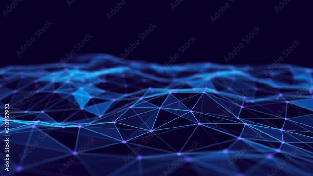 Abstract technology background. Network connection structure. Science background. Big data digital background. 3d rendering. - obrazy, fototapety, plakaty 