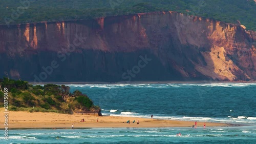 Huge cliffs overlooking Anglesea, a summer holiday destination on the Great Ocean Road in southern Australia. photo