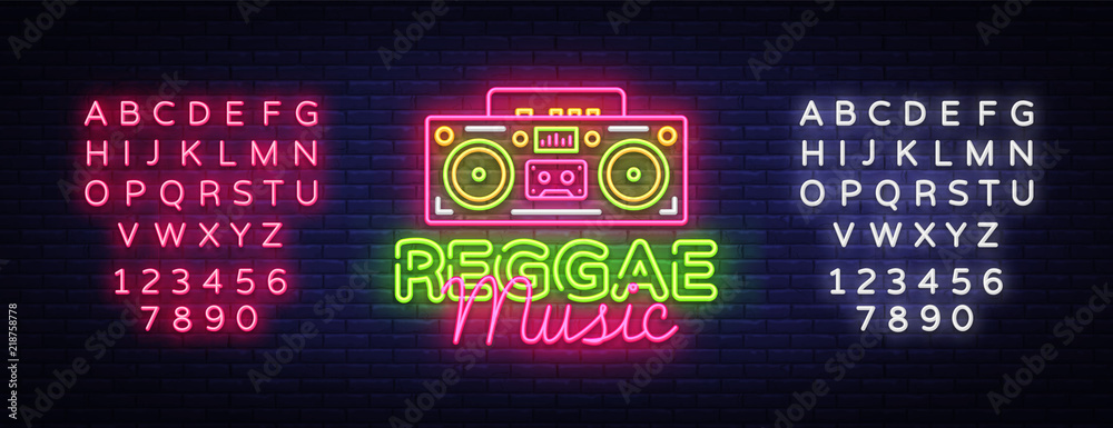 Reggae Music Neon Logo Vector. Reggae neon sign concept, design ...