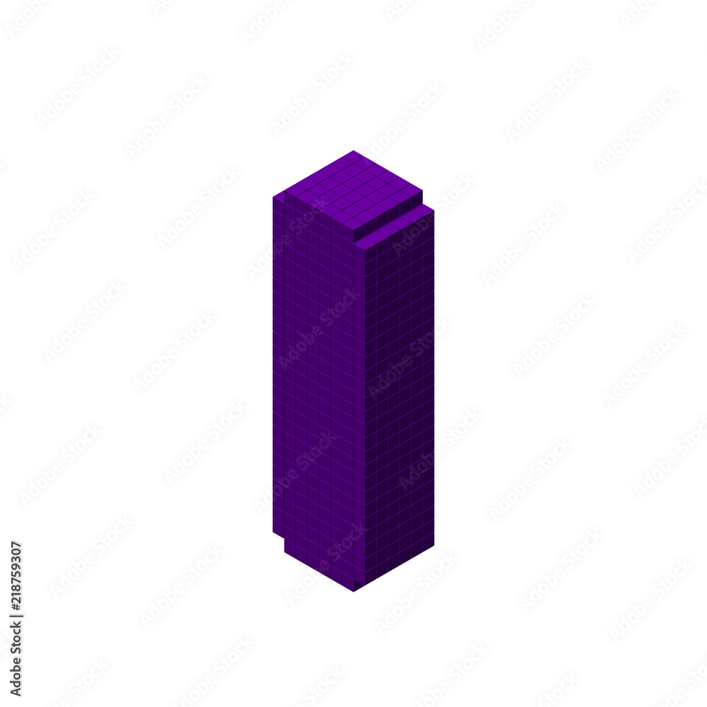 3d pixelated capital letter I. Vector illustration. 3d pixelated capital letter I. Vector illustration.