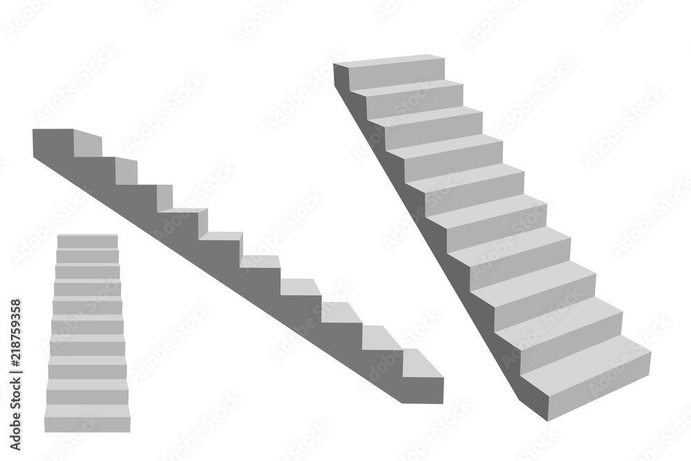 Obraz premium Klatka schodowa. Na białym tle 3D ilustracji wektorowych.