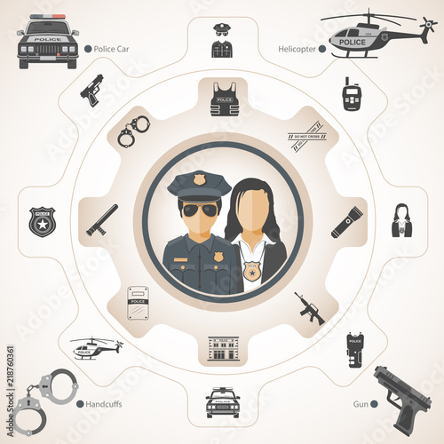 Police concept with icons