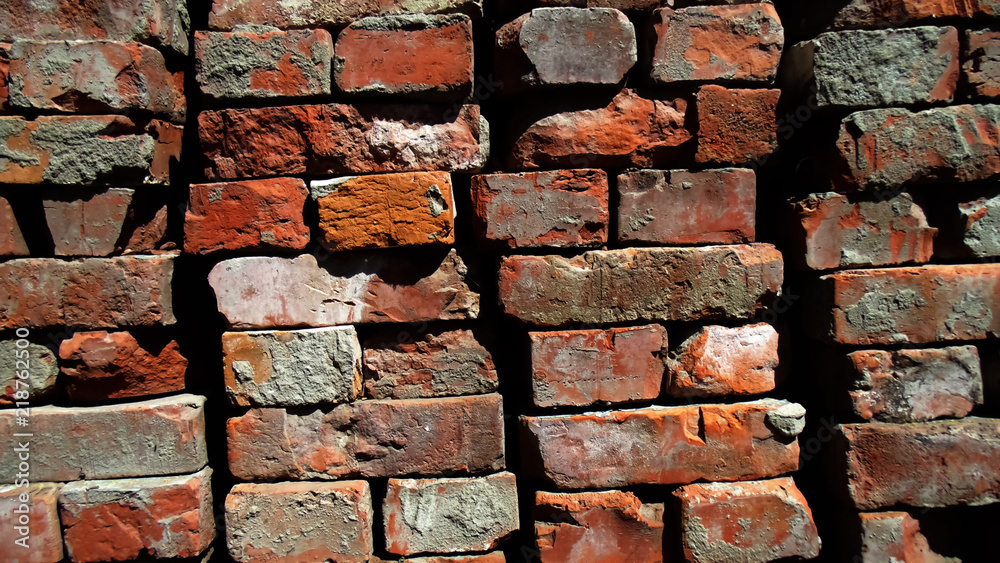 Old red bricks background