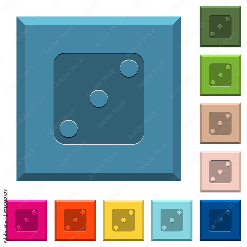 Domino three engraved icons on edged square buttons Domino three engraved icons on edged square buttons