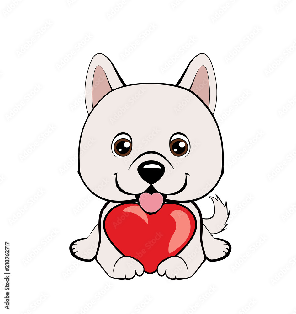 Small, cute puppy with heart. Vector illustration. Small, cute puppy with heart. Vector illustration.