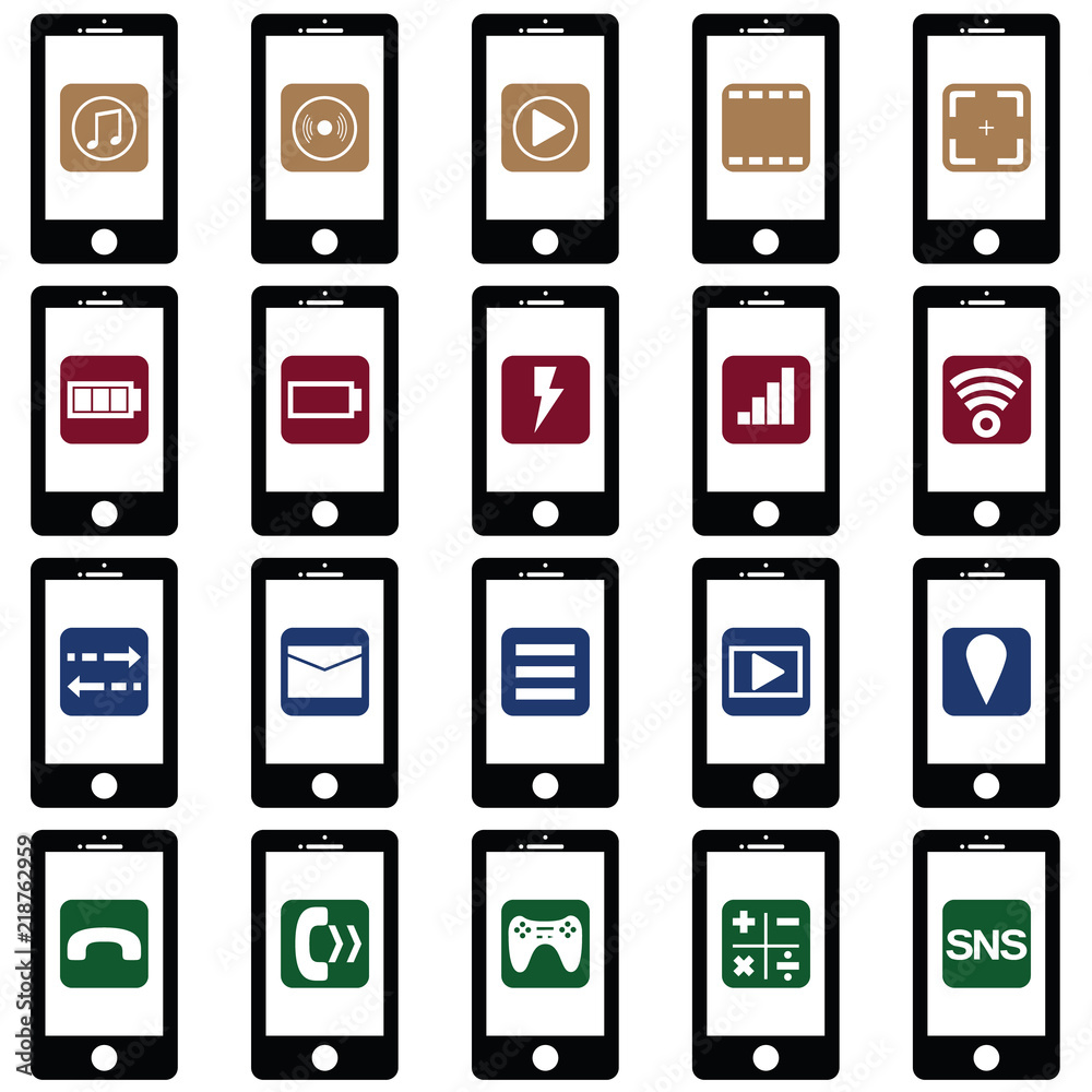 アプリのアイコンを表示したスマホ アプリのアイコンを表示したスマホ