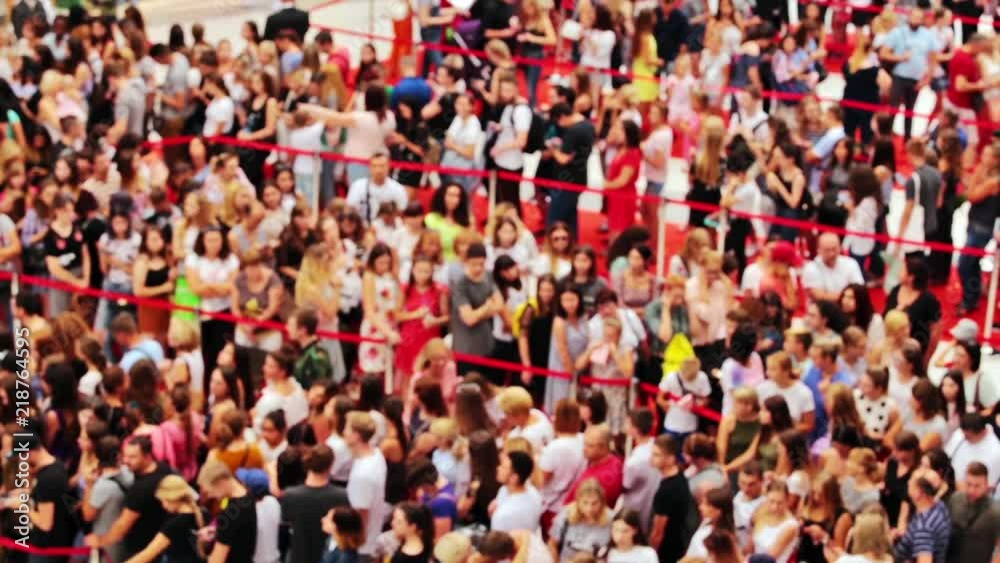 Black friday. A lot of people are queued at the mall store. Blurred video.