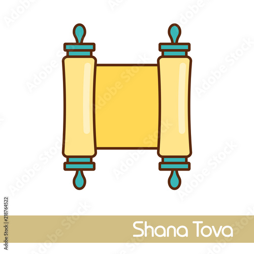 Torah scroll. Rosh Hashanah icon. Shana tova