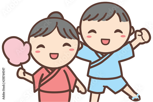 浴衣を着た子供のイラスト