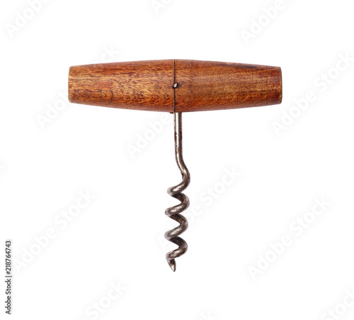 Vintage wine bottle opener isolated on white