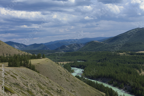 Altai mountains. River Argut. Beautiful highland landscape. Russia. Siberia
