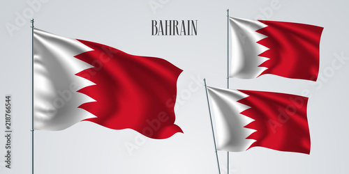 Bahrain waving flag set of vector illustration